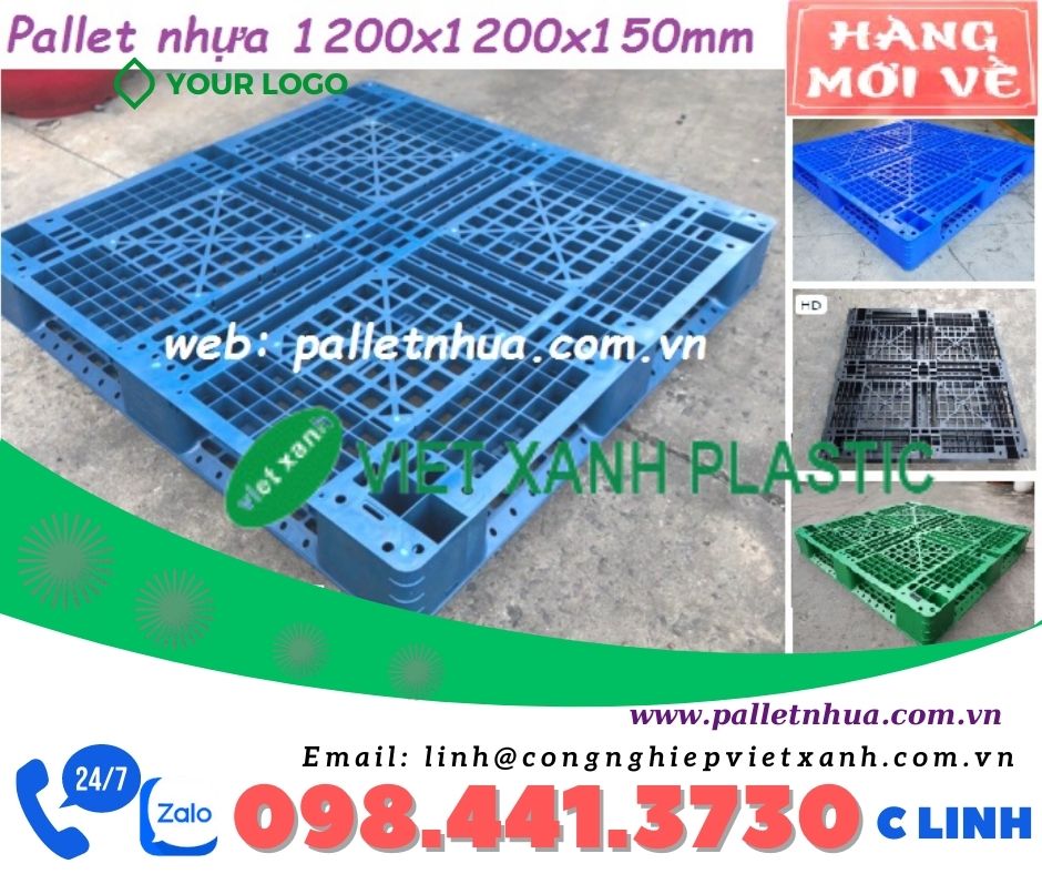 Pallet nhựa màu xanh 1200x1000x150mm PL04LK